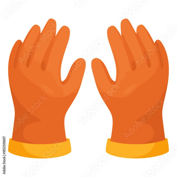 Obraz cleaning rubber gloves housekeeping flat color vector illustration template design