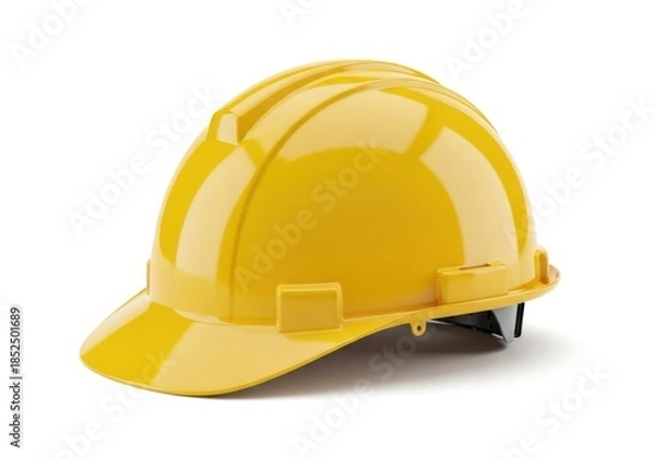 Fototapeta Yellow hard hat safety helmet isolated on white background