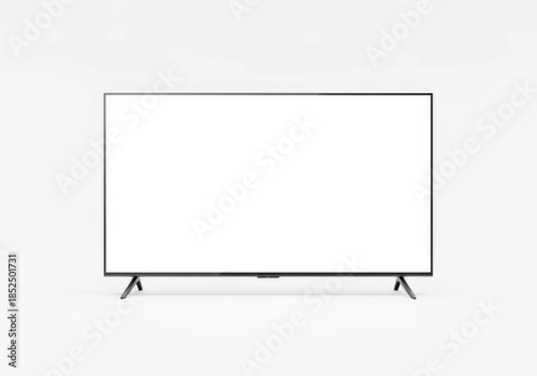 Fototapeta Modern flat screen television display isolated on light cream background