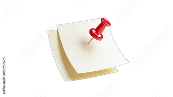 Obraz Sticky Notes Pinned with Red Pushpin on White Background