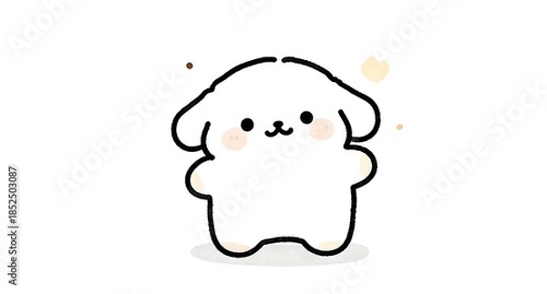 Obraz シンプルで愛らしい白いキャラクターの立ち姿,癒やし系素材