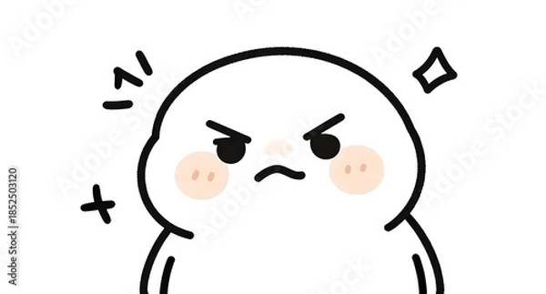 Obraz 怒った表情や強い意志を感じさせる白いキャラクター,感情の素材