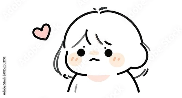 Obraz ハートに囲まれ少し照れた表情の可愛い女の子キャラクター
