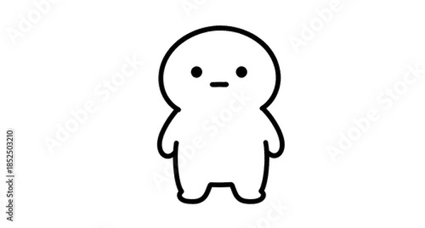 Obraz まっすぐ前を見つめて立つ可愛いキャラクターのミニマルな素材