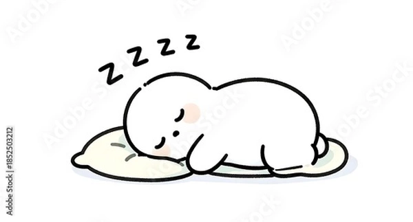 Obraz ぐっすりと深い眠りについている白いキャラクターのイラスト