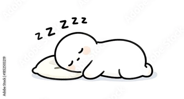 Obraz 安らかな寝顔で良い夢を見ているキャラクターの癒やしイラスト