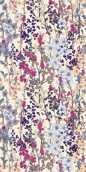 Fototapeta Cherry Blossom Vector Seamless Background