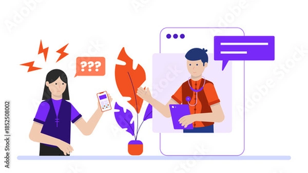 Obraz IT Specialist Performing Security Patch Updates. Business Flat Vector Illustration