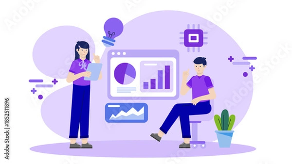 Obraz Digital Platform for Crowdsourced Innovation. Flat Vector Business Illustration