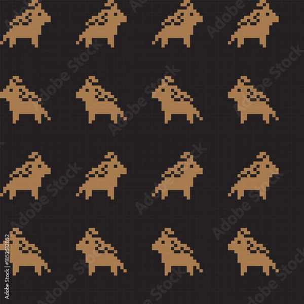Obraz Brown Cute Pony Fair isle pattern design