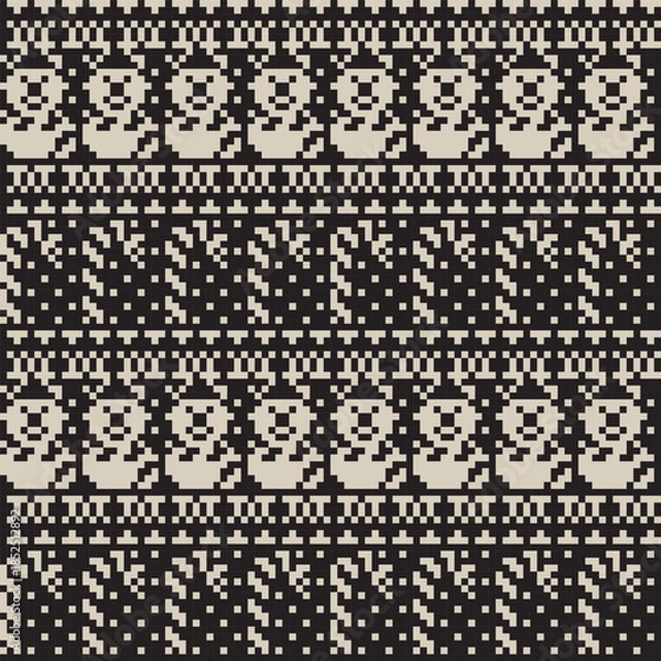Obraz Christmas Snowman and Candy Cane Fair Isle Seamless Pattern Design