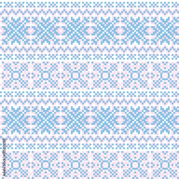 Obraz Snowflakes Fair Isle Seamless Pattern Design