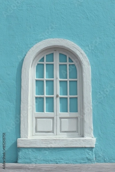 Obraz Brighten up your space with a white window frame against a blue backdrop.