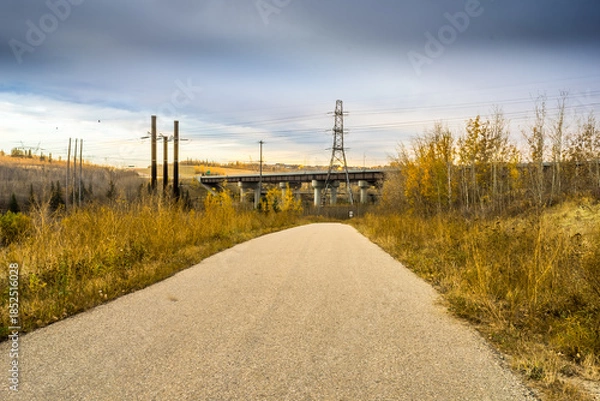 Obraz North Saskatchewan river valley shared pathway landscape   in fall season