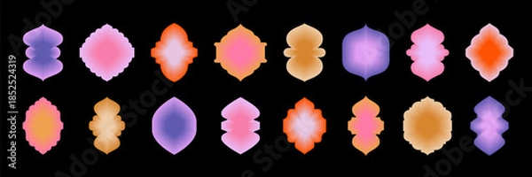 Fototapeta Islamic shape set with Beautiful gradient effect. Arabic arch collection