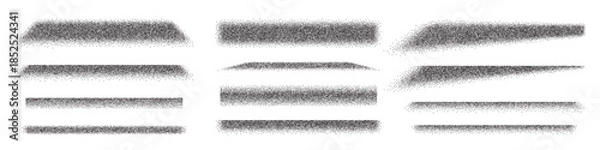 Obraz Black borders with noise grain texture. Vector edge shadows set with gradient stipple dots