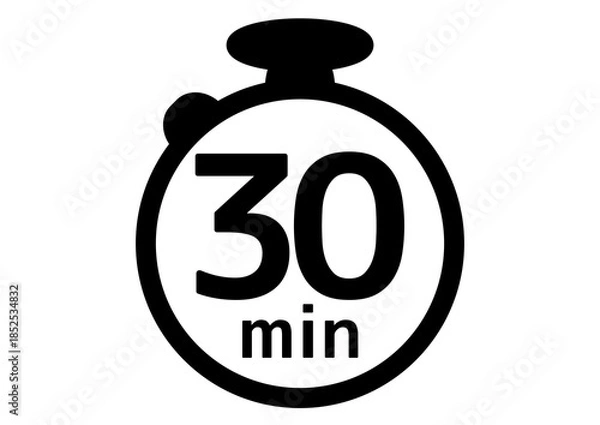 Obraz 時短サービスや制限時間の案内・30minの文字入りストップウォッチ・時間計測・タイマーアイコン