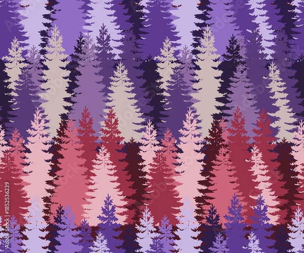 Obraz Layered Pine Forest Seamless Pattern 3