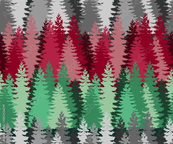 Obraz Layered Pine Forest Seamless Pattern 6