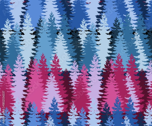 Obraz Layered Pine Forest Seamless Pattern 5