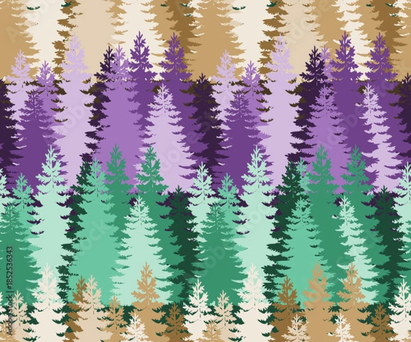 Obraz Layered Pine Forest Seamless Pattern 4