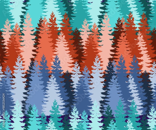 Obraz Layered Pine Forest Seamless Pattern 10