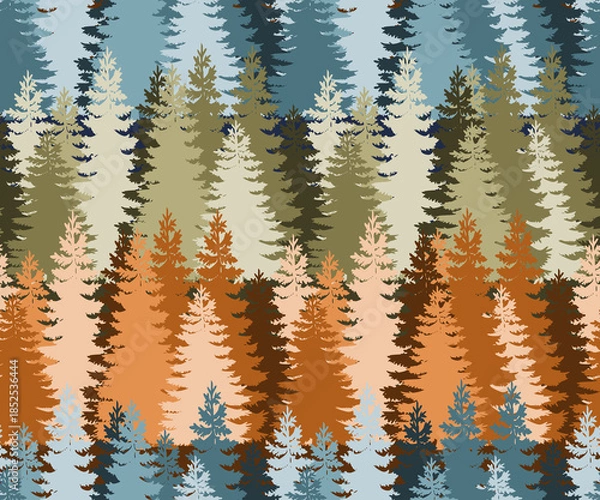 Obraz Layered Pine Forest Seamless Pattern 8