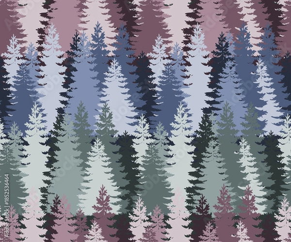 Obraz Layered Pine Forest Seamless Pattern 13