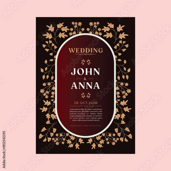 Obraz Floral Beautiful Wedding Invitation Card Template