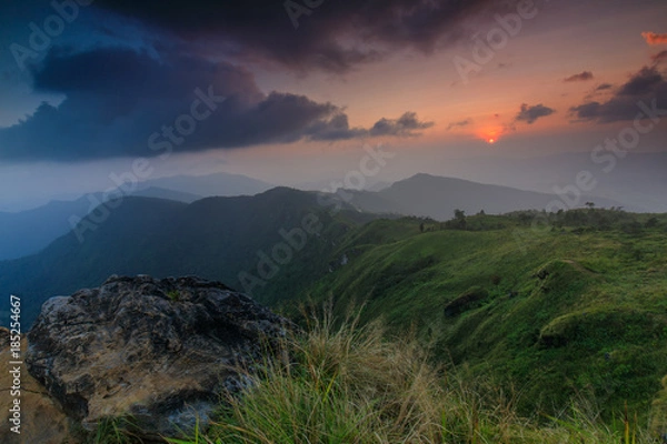 Obraz Landscape of Phu- chee-fah, High mountain border  of  Thailand and Laos. Chiang-Rai province, Thailand.