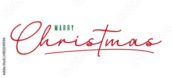 Obraz Merry Christmas Typography Hand Lettering Logo on White Background