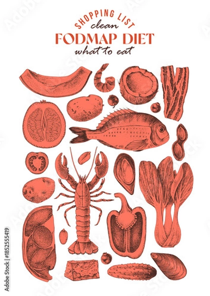 Obraz Low FODMAP diet ingredients vector
