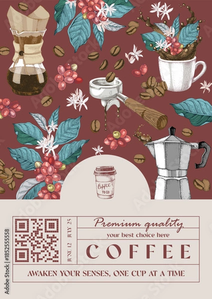 Obraz Coffee hand drawn banner vector