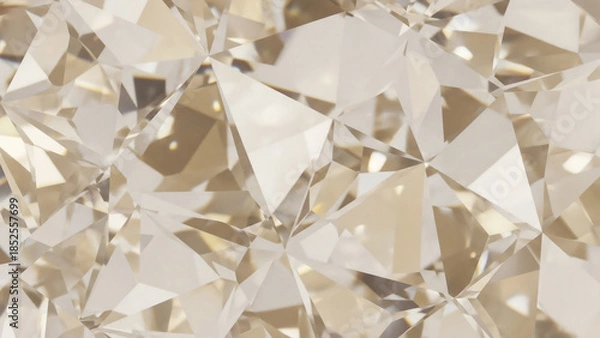 Obraz ゴールドとホワイトのクリスタル調 抽象背景、宝石のようなテクスチャ