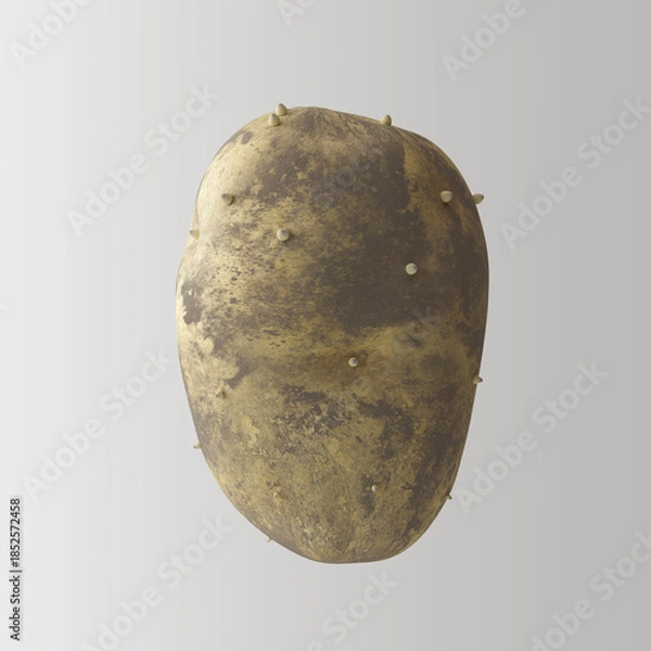 Obraz Dirty Potato Closeup White Background 3D Render
