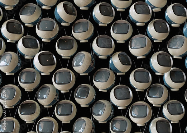 Obraz Vintage Futurism Sphere TVs 3D Render Isolated