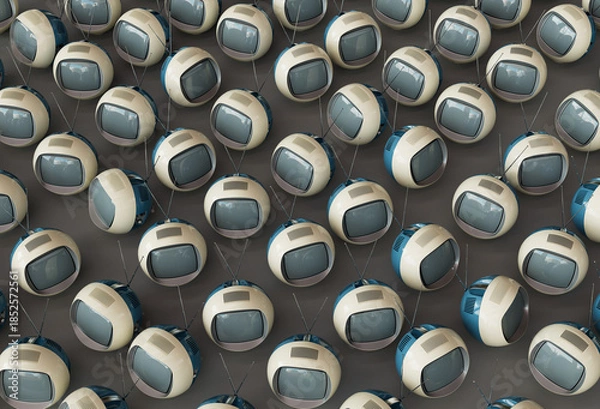 Obraz Vintage Futurism Sphere TVs 3D Render Isolated