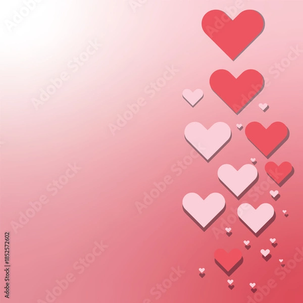 Obraz Romantic Floating Hearts in Red and Pink