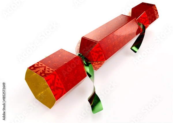 Obraz Red and Gold Christmas Cracker 3D Render