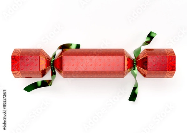 Obraz Red and Gold Christmas Cracker 3D Render