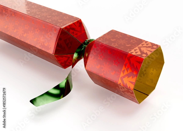 Obraz Red and Gold Christmas Cracker 3D Render