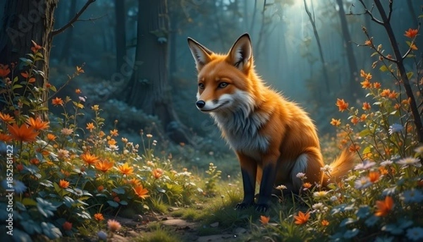 Obraz red fox in the woods