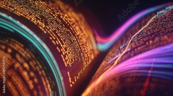 Fototapeta Abstract digital data visualization with flowing lines and data stream concept