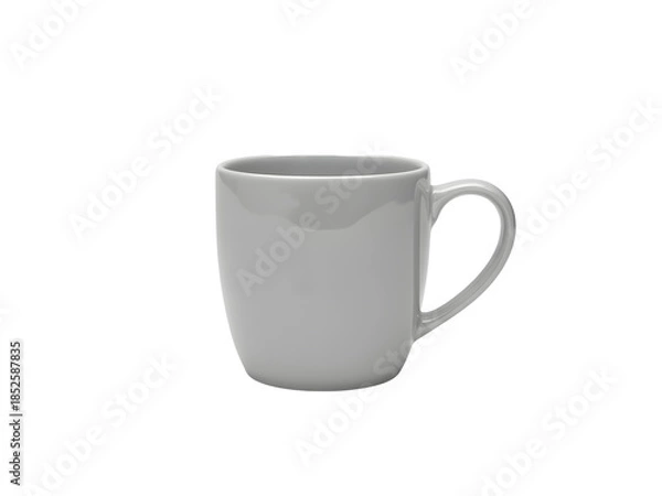 Obraz Simple light gray ceramic coffee mug isolated on a solid black background for design projects
