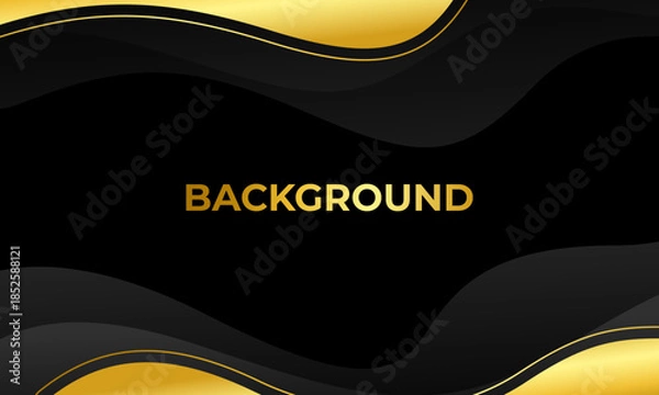 Obraz Elegant black and gold luxury wave background with abstract line. Modern dynamic wallpaper. Suitable for digital banners, templates, events, awards, invitations, web and pages