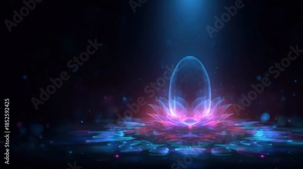 Obraz Abstract floral design with glowing egg form digital artwork with creative composition