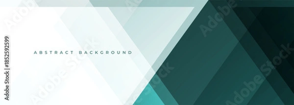 Obraz White and dark green modern abstract wide banner with geometric shapes. Vector illustration corporate presentation white and brilliant green abstract background