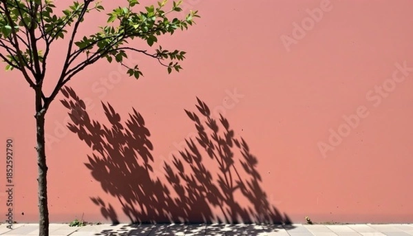 Fototapeta Serene Tree Shadows Reddish Pink Textured Surface