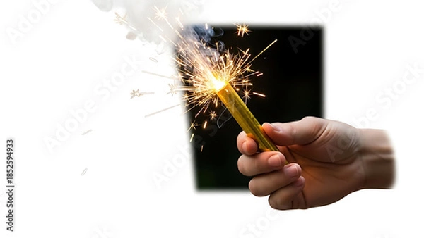 Obraz Hand holding sparkling firework