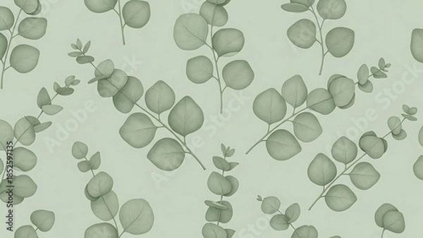 Obraz Eucalyptus leaves pattern on fabric background.